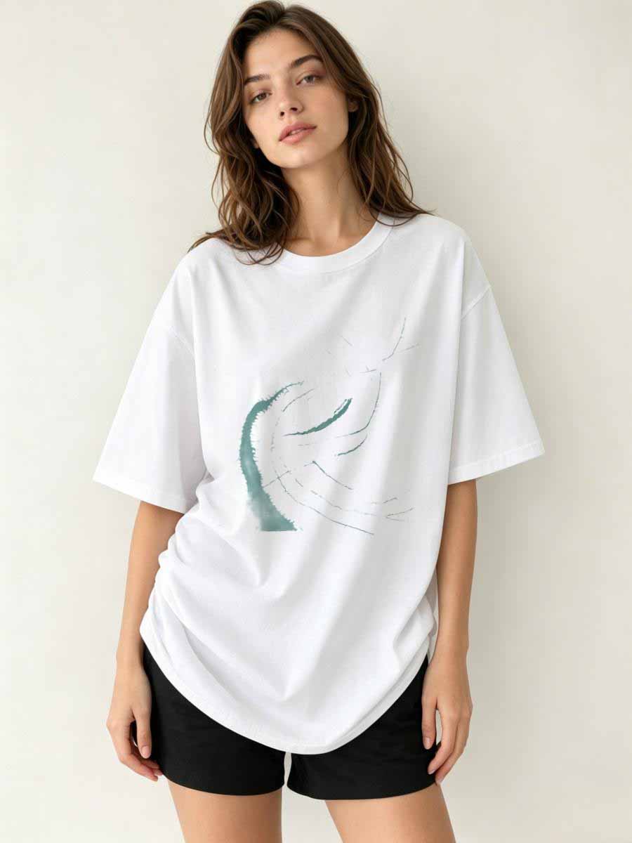 Urban Street Fashion Photography - T-Shirt Street Shot Wanita Katun Lengan