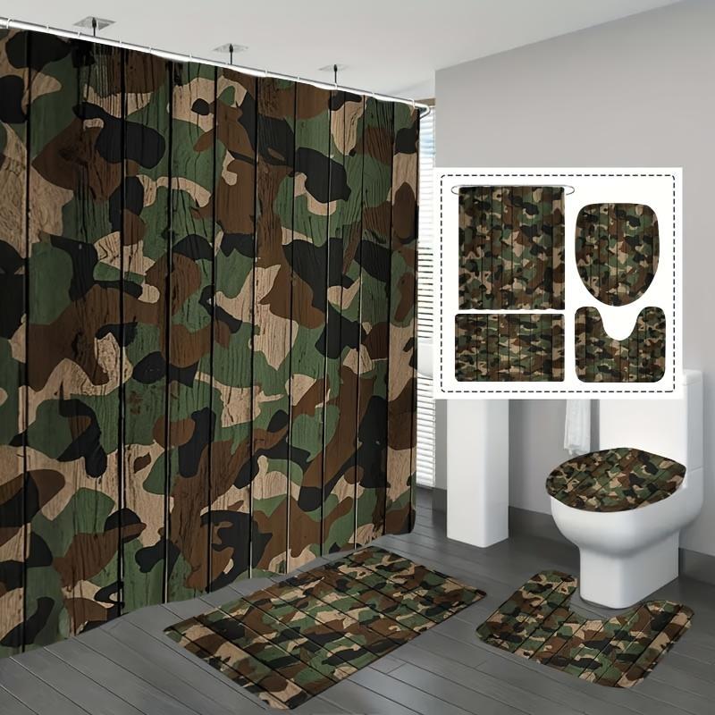 Camo Pattern Set - 4pcs Set Tirai Kamar Mandi Motif