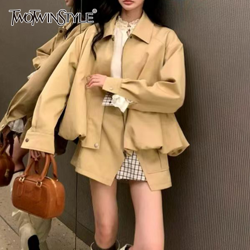 Street Fashion News - TWOTWINSTYLE Set Dua Potong Khakl dengan