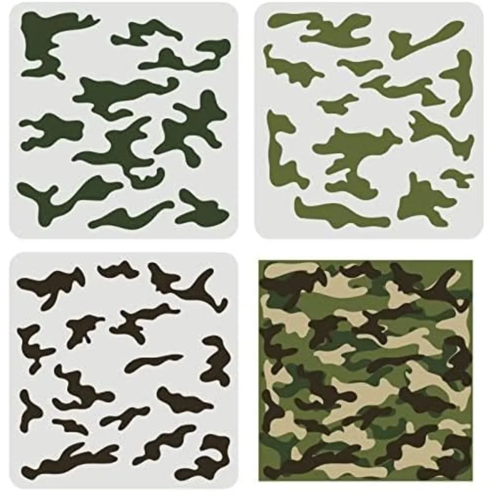 Camo Pattern Set - 3 buah Kit stensil Camo 11.8x11.8
