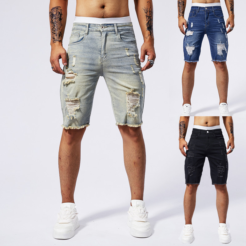Street Fashion News - Celana Pendek Denim Robek Pria Baru