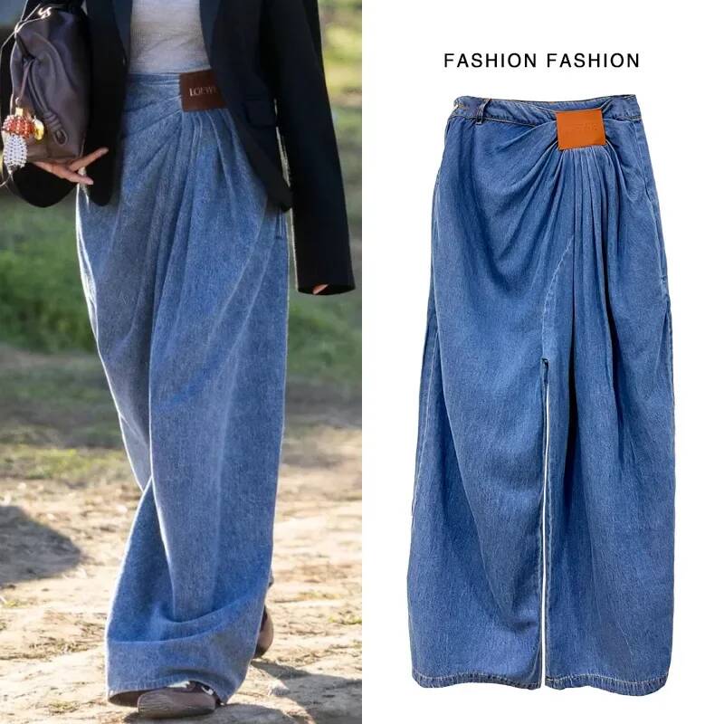 Street Fashion Taiwan - Celana Jeans Wanita Model Kaki Lebar