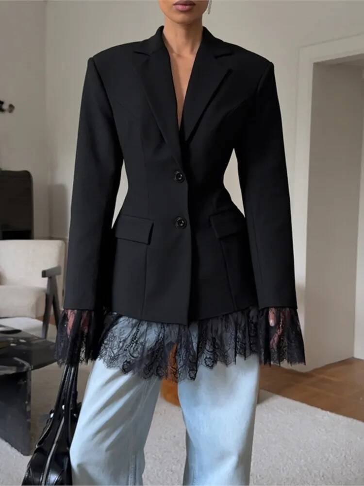 Street Fashion Taiwan - Jas Blazer Renda Elegan Wanita Fashion
