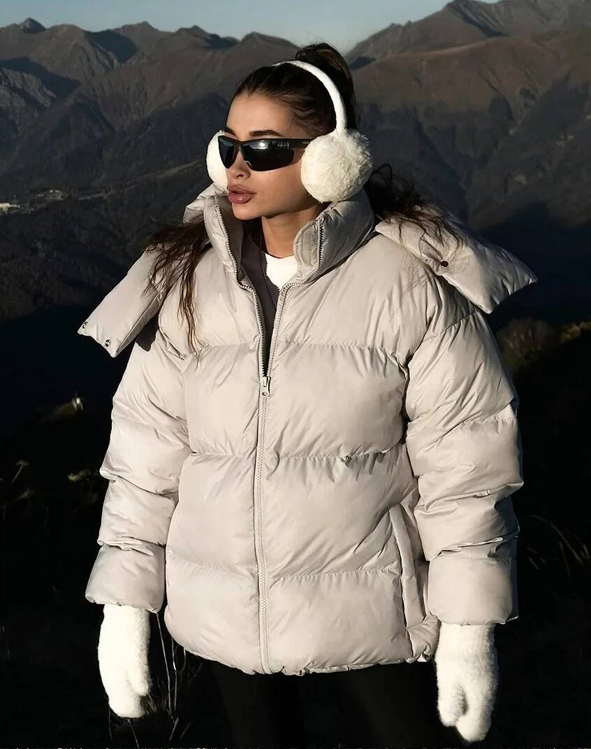 Street Fashion Taiwan - Jaket Parka Wanita Musim Dingin Hangat