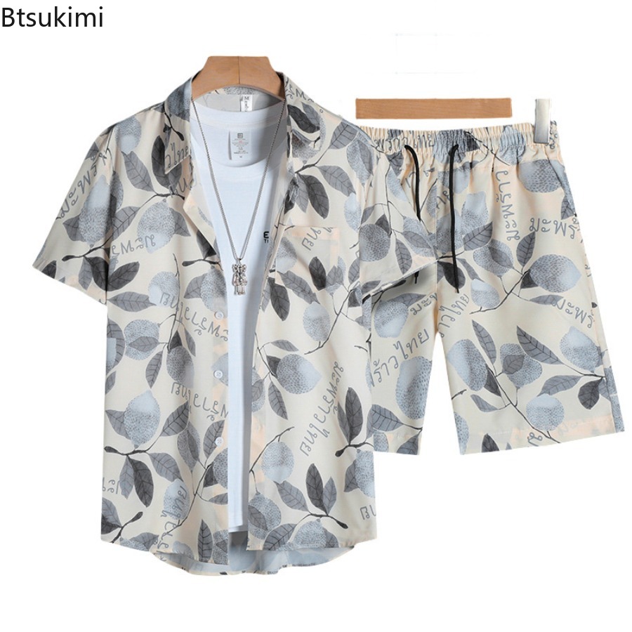 Street For Fashion - Set Kemeja Lengan Pendek Pria Cetak