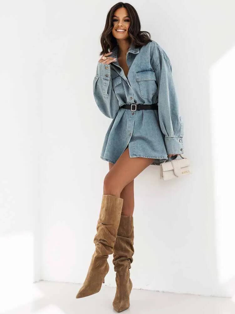 Jaket Kemeja Denim Wanita Over - Street Fashion Taiwan ulasan dan harga