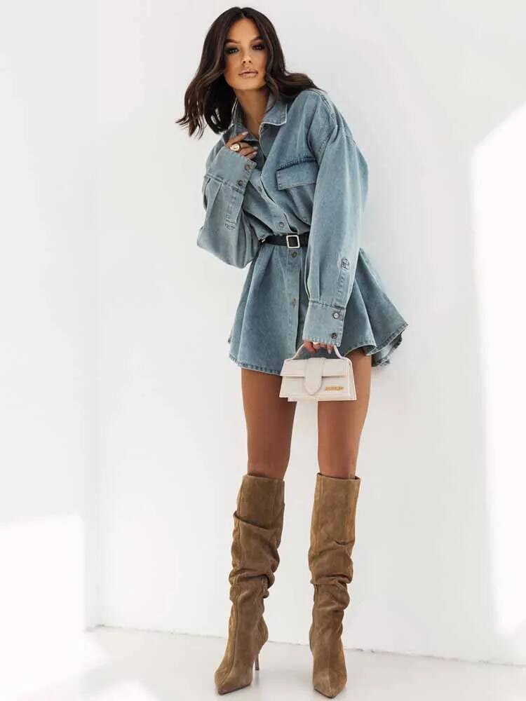 Jaket Kemeja Denim Wanita Over - Street Fashion Taiwan ulasan dan harga