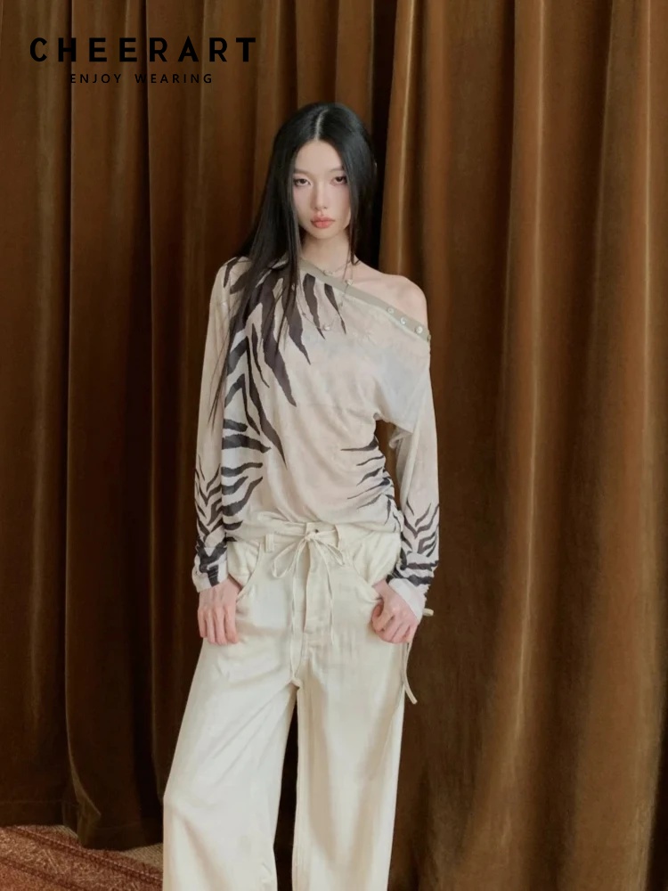CHEERART Zebra Atasan Desainer - Street Fashion Fall 2025 ulasan dan harga