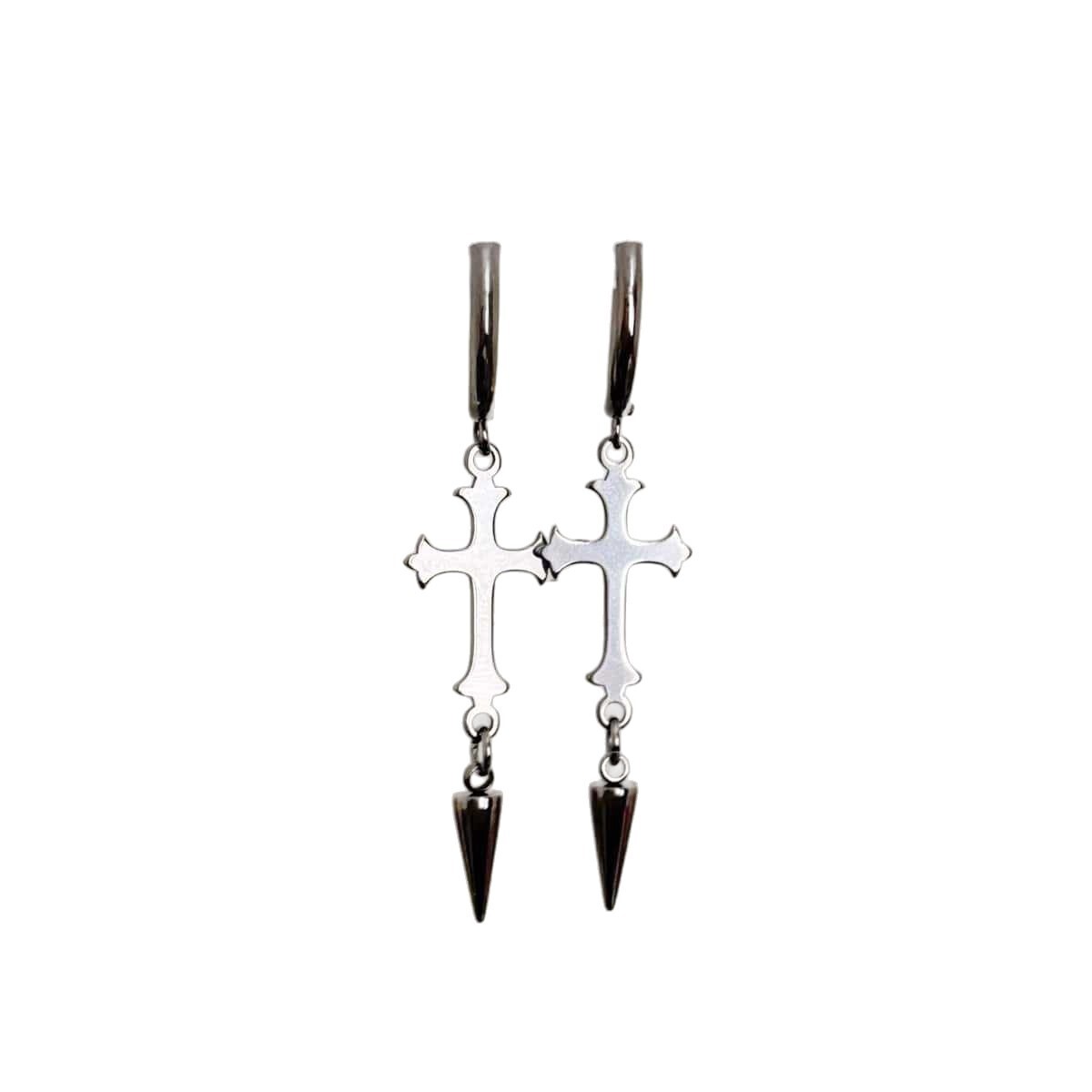 Anting Salib Baja Anti Karat G - Street Fashion Taiwan ulasan dan harga