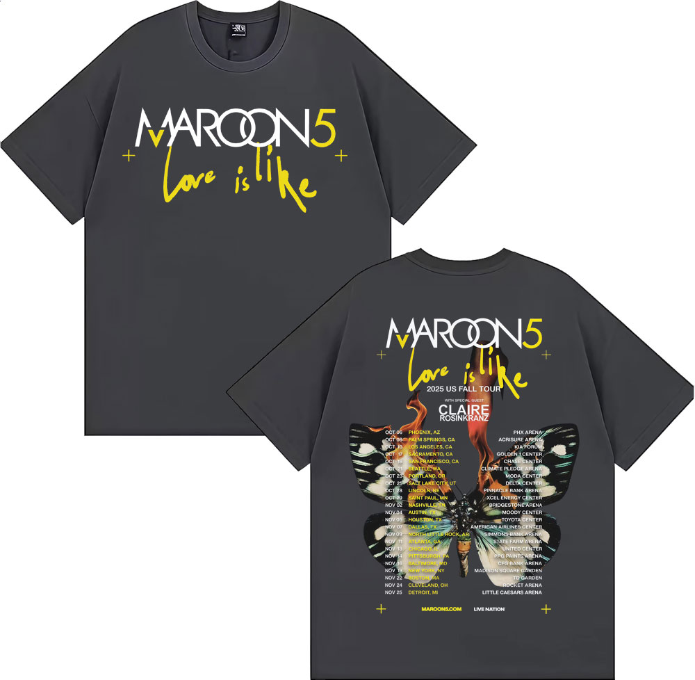 Band Maroon 5 Love Is Like US  - Street Fashion Fall 2025 ulasan dan harga