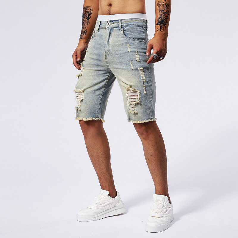 Celana Pendek Denim Robek Pria - Street Fashion News ulasan dan harga
