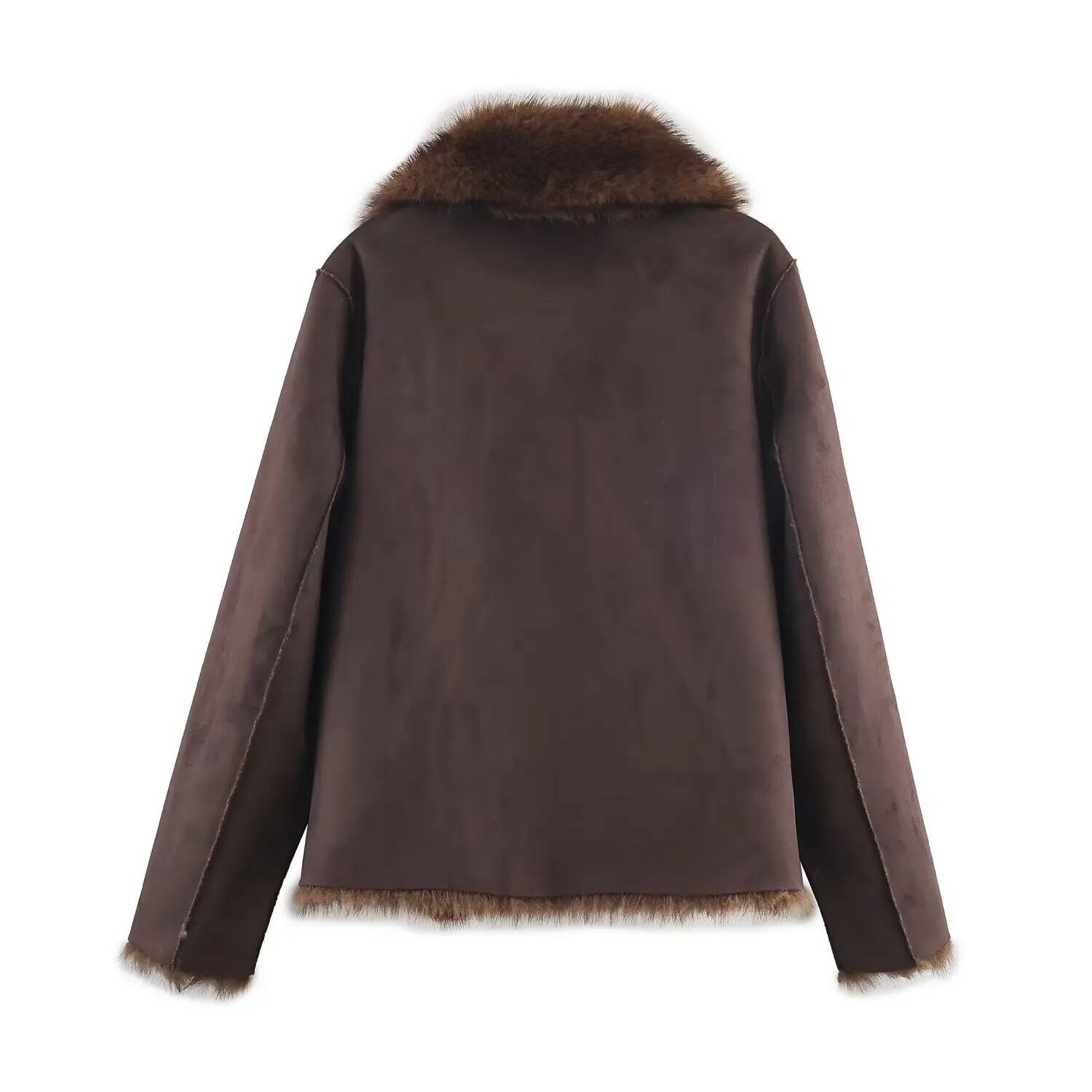 Jaket Efek Bulu Buatan Dua Sis - Street Fashion Taiwan ulasan dan harga