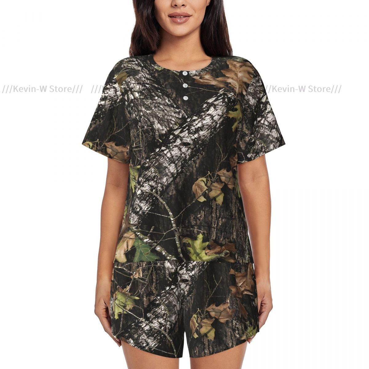 Piyama Wanita Dua Potong Kaus  - Camo Pattern Set ulasan dan harga