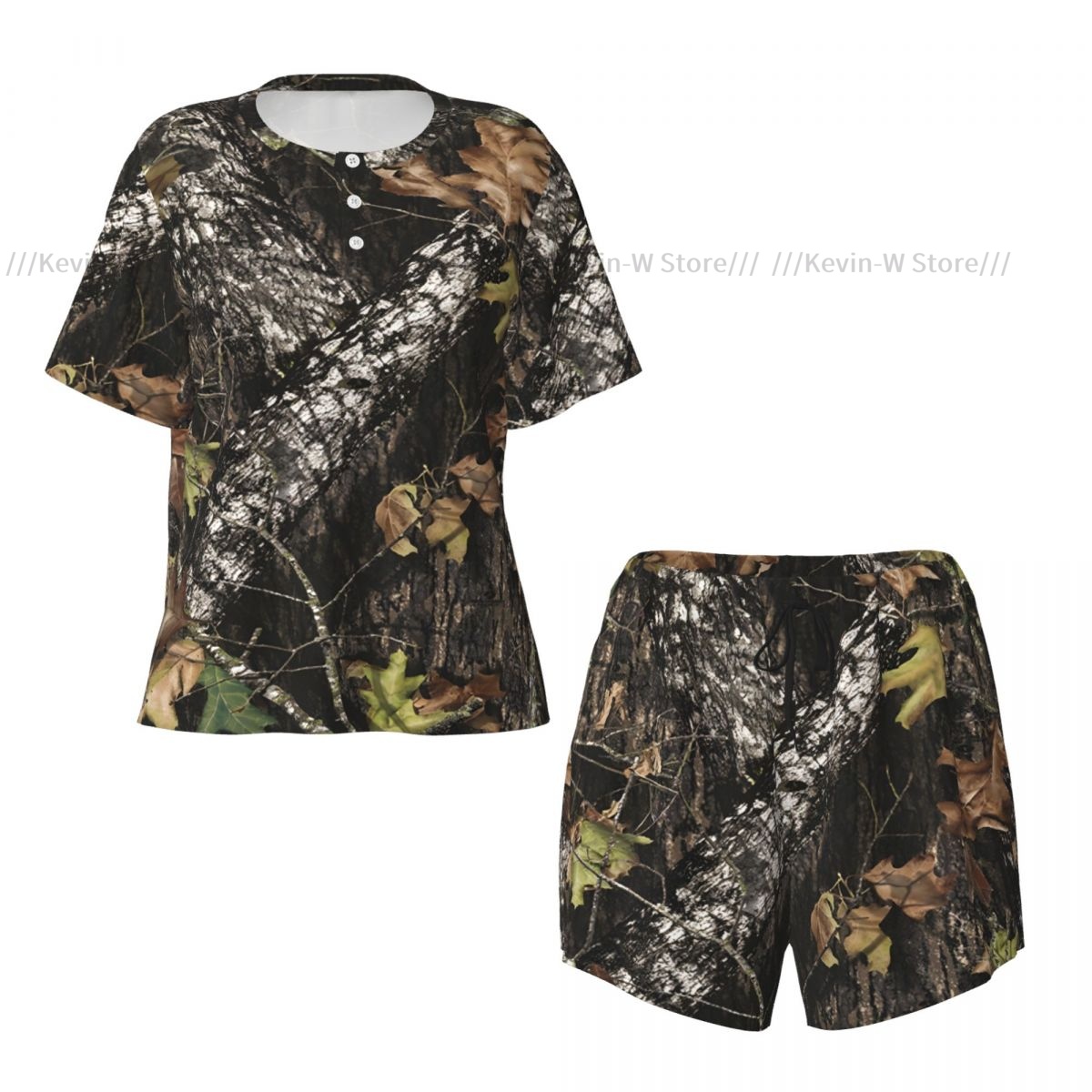 Piyama Wanita Dua Potong Kaus  - Camo Pattern Set ulasan dan harga