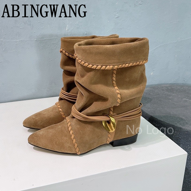 Sepatu Boots Kulit Suede Hak K - Street Fashion Rome 2025 ulasan dan harga