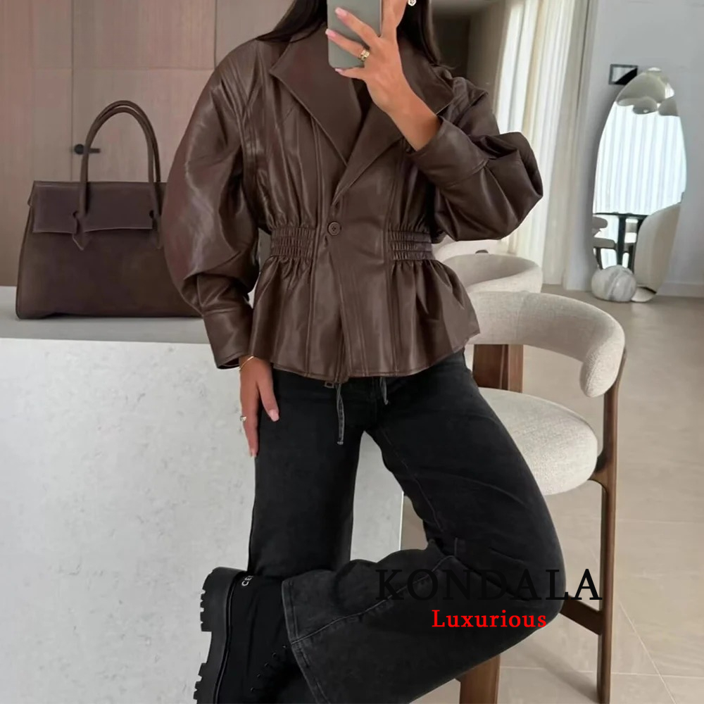 Jaket PU Wanita KONDALA Chic C - Street Fashion Fall 2025 ulasan dan harga